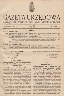 Gazeta Urzędowa Zarządu Miejskiego w Stoł. Król. Mieście Krakowie. 1935, nr 8