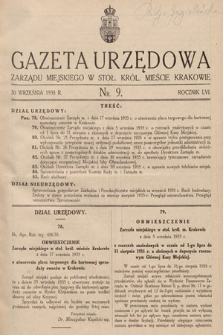 Gazeta Urzędowa Zarządu Miejskiego w Stoł. Król. Mieście Krakowie. 1935, nr 9