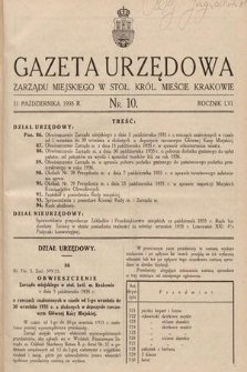 Gazeta Urzędowa Zarządu Miejskiego w Stoł. Król. Mieście Krakowie. 1935, nr 10