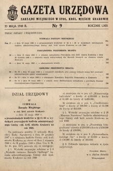 Gazeta Urzędowa Zarządu Miejskiego w Stoł. Król. Mieście Krakowie. 1948, nr 9