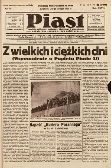 Piast : tygodnik polityczny, społeczny, oświatowy i gospodarczy poświęcony sprawom ludu polskiego. 1939, nr 9