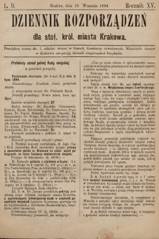 Dziennik Rozporzadzeń dla Stoł. Król. Miasta Krakowa. 1894, L. 9