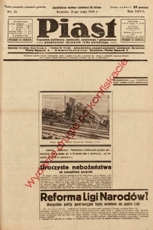 Piast : tygodnik polityczny, społeczny, oświatowy i gospodarczy poświęcony sprawom ludu polskiego. 1939, nr 21