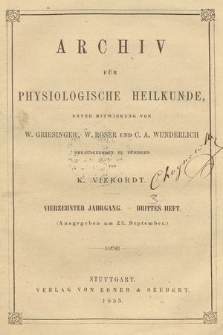 Archiv fur Physiologische Heilkunde. 1855, H. 3