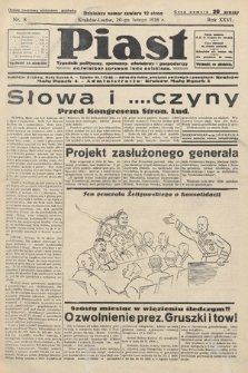 Piast : tygodnik polityczny, społeczny, oświatowy i gospodarczy, poświęcony sprawom ludu polskiego. 1938, nr 8