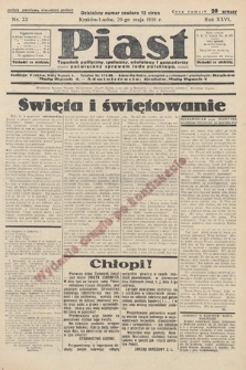 Piast : tygodnik polityczny, społeczny, oświatowy i gospodarczy, poświęcony sprawom ludu polskiego. 1938, nr 22