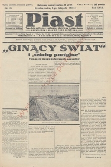 Piast : tygodnik polityczny, społeczny, oświatowy i gospodarczy, poświęcony sprawom ludu polskiego. 1938, nr 45