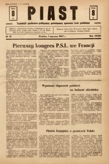 Piast : tygodnik społeczno-polityczny poświęcony sprawom ludu polskiego. 1947, nr 19