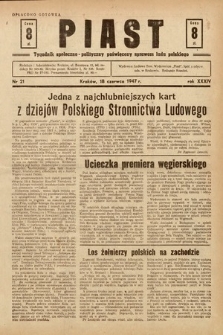 Piast : tygodnik społeczno-polityczny poświęcony sprawom ludu polskiego. 1947, nr 21