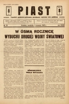 Piast : tygodnik społeczno-polityczny poświęcony sprawom ludu polskiego. 1947, nr 33
