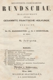 Medizinisch-Chirurgische Rundschau. 1865, indeks
