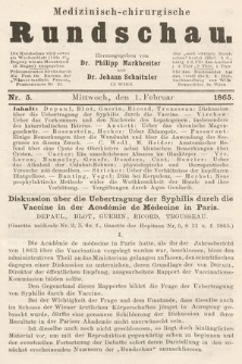 Medizinisch-Chirurgische Rundschau. 1865, nr 5