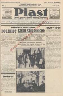 Piast : tygodnik polityczny, społeczny, oświatowy i gospodarczy, poświęcony sprawom ludu polskiego. 1936, nr 32