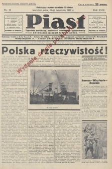 Piast : tygodnik polityczny, społeczny, oświatowy i gospodarczy, poświęcony sprawom ludu polskiego. 1936, nr 37