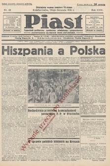 Piast : tygodnik polityczny, społeczny, oświatowy i gospodarczy, poświęcony sprawom ludu polskiego. 1936, nr 48 [po konfiskacie]