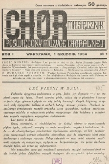 Chór : miesięcznik poświęcony muzyce chóralnej. 1934, nr 1