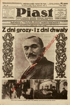 Piast : tygodnik polityczny, społeczny, oświatowy i gospodarczy poświęcony sprawom ludu polskiego. 1937, nr 33