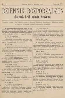 Dziennik Rozporządzeń dla Stoł. Król. Miasta Krakowa. 1895, L. 1