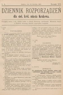 Dziennik Rozporządzeń dla Stoł. Król. Miasta Krakowa. 1895, L. 4