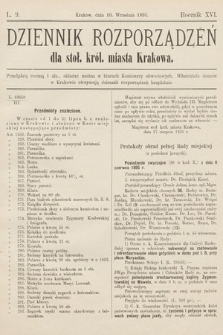 Dziennik Rozporządzeń dla Stoł. Król. Miasta Krakowa. 1895, L. 9