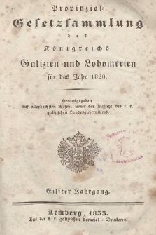 Provinzial-Gesetzsammlung des Königreichs Galizien und Lodomerien. 1829