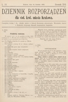 Dziennik Rozporządzeń dla Stoł. Król. Miasta Krakowa. 1895, L. 12