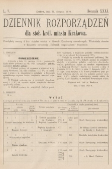 Dziennik Rozporządzeń dla Stoł. Król. Miasta Krakowa. 1910, L. 7
