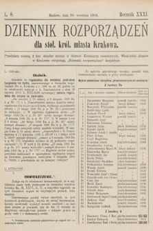 Dziennik Rozporządzeń dla Stoł. Król. Miasta Krakowa. 1910, L. 8