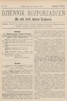 Dziennik Rozporządzeń dla Stoł. Król. Miasta Krakowa. 1910, L. 10