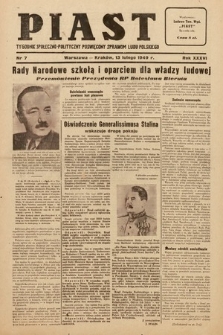 Piast : tygodnik społeczno-polityczny poświęcony sprawom ludu polskiego. 1949, nr 7