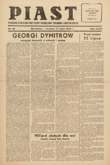 Piast : tygodnik społeczno-polityczny poświęcony sprawom ludu polskiego. 1949, nr 29