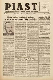 Piast : tygodnik społeczno-polityczny poświęcony sprawom ludu polskiego. 1949, nr 37