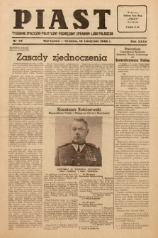 Piast : tygodnik społeczno-polityczny poświęcony sprawom ludu polskiego. 1949, nr 46
