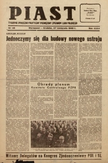 Piast : tygodnik społeczno-polityczny poświęcony sprawom ludu polskiego. 1949, nr 48