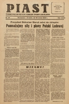 Piast : tygodnik społeczno-polityczny poświęcony sprawom ludu polskiego. 1949, nr 39