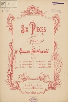 Six pièces : pour le piano. Op. 16 no. 2, Impromptu