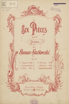 Six pièces : pour le piano. Op. 16 no. 3, Valse