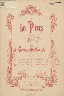 Six pièces : pour le piano. Op. 16 no. 5, Alla burla