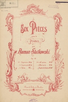 Six pièces : pour le piano. Op. 16 no. 6, Auprès de la fontaine