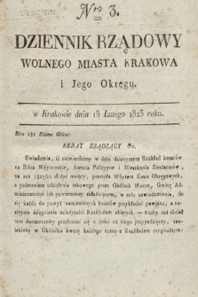 Dziennik Rządowy Wolnego Miasta Krakowa i Jego Okręgu. 1823, nr 3
