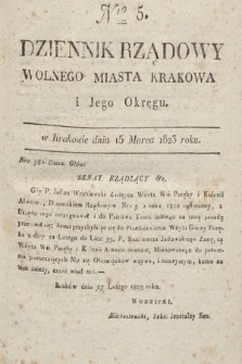 Dziennik Rządowy Wolnego Miasta Krakowa i Jego Okręgu. 1823, nr 5