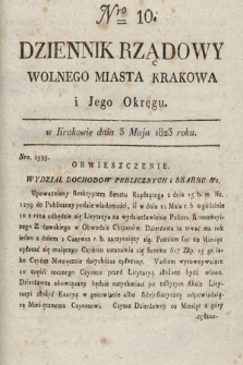 Dziennik Rządowy Wolnego Miasta Krakowa i Jego Okręgu. 1823, nr 10