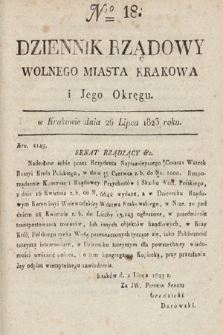 Dziennik Rządowy Wolnego Miasta Krakowa i Jego Okręgu. 1823, nr 18