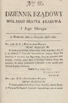 Dziennik Rządowy Wolnego Miasta Krakowa i Jego Okręgu. 1823, nr 20
