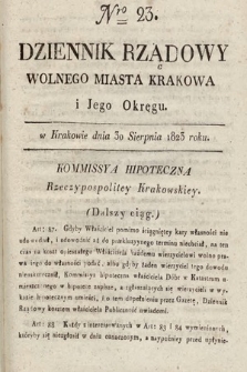 Dziennik Rządowy Wolnego Miasta Krakowa i Jego Okręgu. 1823, nr 23