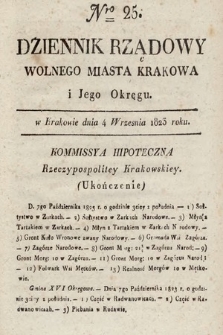 Dziennik Rządowy Wolnego Miasta Krakowa i Jego Okręgu. 1823, nr 25