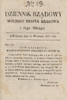 Dziennik Rządowy Wolnego Miasta Krakowa i Jego Okręgu. 1823, nr 29