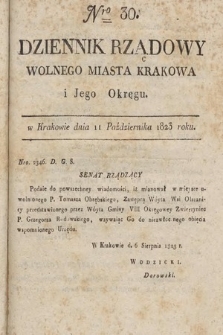 Dziennik Rządowy Wolnego Miasta Krakowa i Jego Okręgu. 1823, nr 30