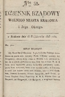 Dziennik Rządowy Wolnego Miasta Krakowa i Jego Okręgu. 1823, nr 31