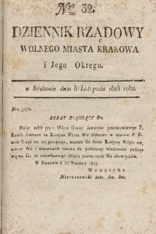 Dziennik Rządowy Wolnego Miasta Krakowa i Jego Okręgu. 1823, nr 32